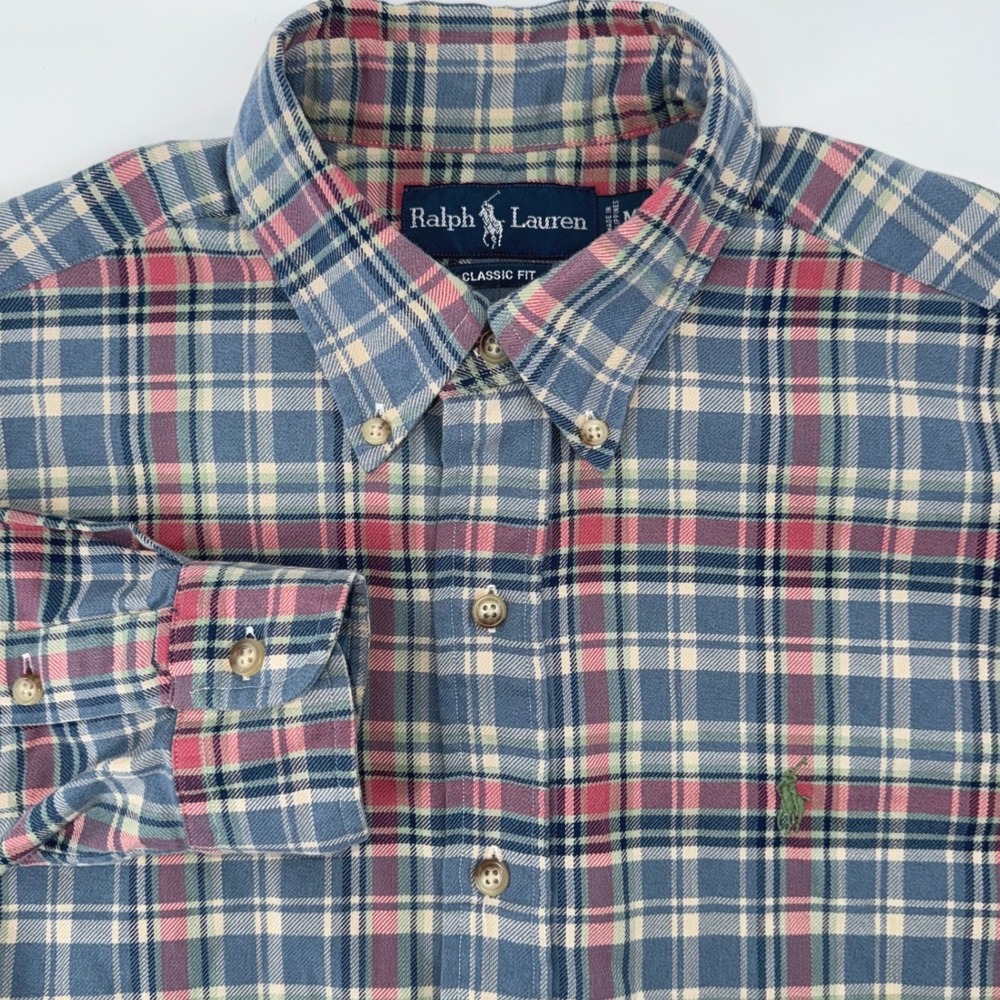 Ralph Lauren Men's M Classic Fit Plaid Button Down Shirt‎ Long Sleeve Cot Soft